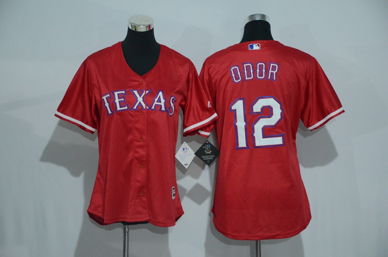 Womens 2017 MLB Texas Rangers #12 Odor Red Jerseys->women mlb jersey->Women Jersey